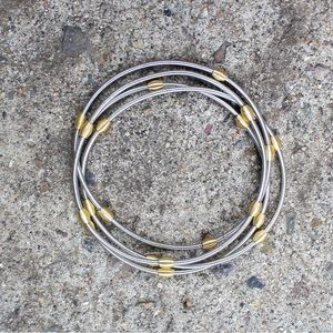 Stretch Bracelets Mixed Metals w/ Beads: Silver & Gold